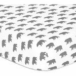 The Peanut Shell Crib Sheet - Gray Bear