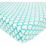 Brixy Chenille Crib Sheet - Aqua Sea Waves