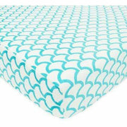 Brixy Chenille Crib Sheet - Aqua Sea Waves - Kid's Stuff Superstore