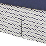 14" Bed Skirt - Navy Zigzag