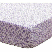 The Peanut Shell Fitted Crib Sheet - Zoe, Purple Floral Print - Kid's Stuff Superstore