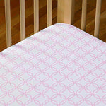 Lolli Living Fitted Crib Sheet - Pink Links Cotton Poplin