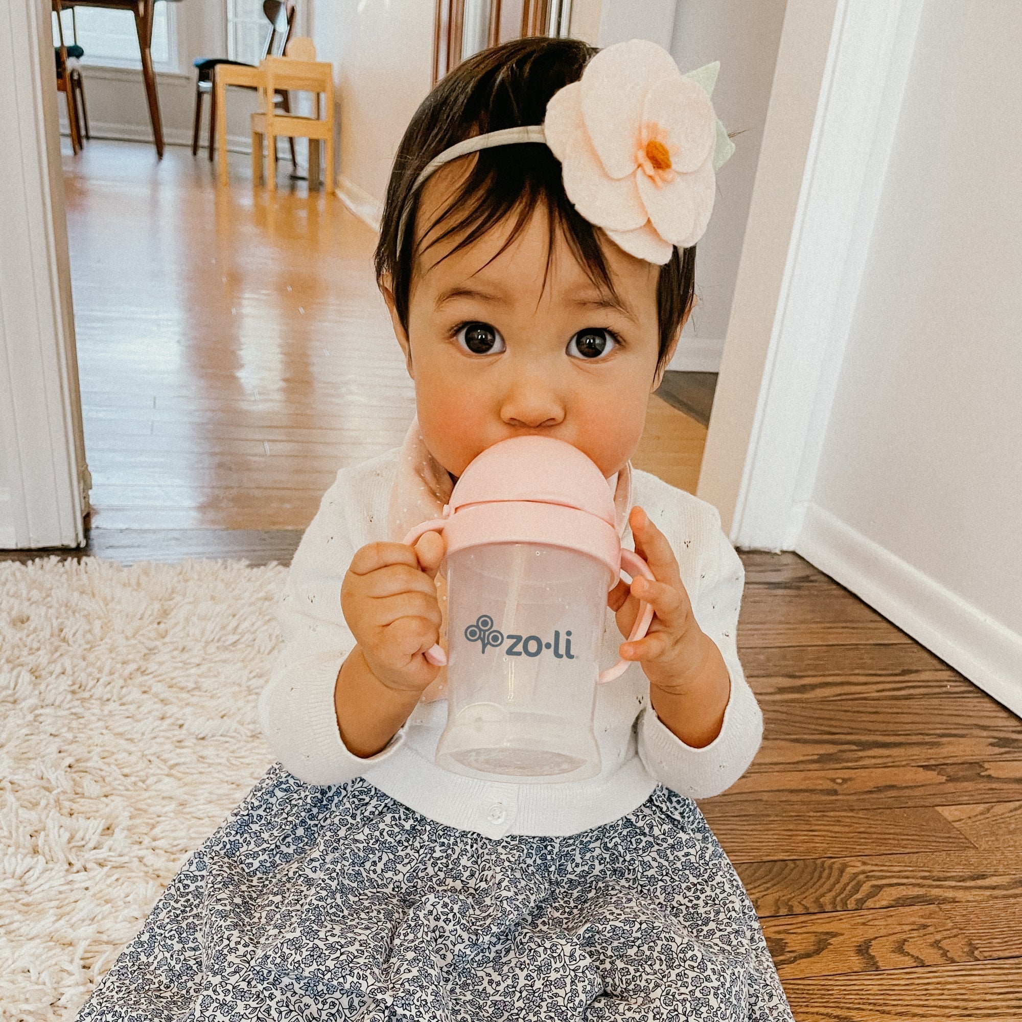 Zoli Bot Weighted Straw Sippy Cup - Blush