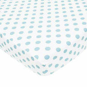 Brixy Percale Crib Sheet - White with Blue Dots - Kid's Stuff Superstore