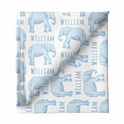 Sugar + Maple Small Stretchy Blanket - Elephant Blue - Kid's Stuff Superstore