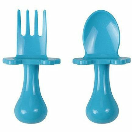 Baby Self Feeding Utensils Spoon and Fork Set Blue