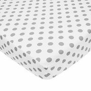 Brixy Percale Crib Sheet - White with Gray Dots - Kid's Stuff Superstore
