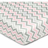 Brixy Percale Crib Sheet - Zigzag Gray & Pink - Kid's Stuff Superstore