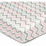 Brixy Percale Crib Sheet - Zigzag Gray & Pink
