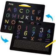 PicassoTiles 2-in-1 Double Sided Magnetic Drawing Board ABC A-Z Letter, Number, and Freestyle Writing Playboard - Kid's Stuff Superstore