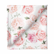 Sugar + Maple Large Stretchy Blanket - Peach Peony Blooms - Kid's Stuff Superstore