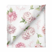 Sugar + Maple Small Stretchy Blanket - Pink Peonies - Kid's Stuff Superstore