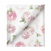 Sugar + Maple Large Stretchy Blanket - Pink Peonies - Kid's Stuff Superstore