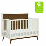 Babyletto Palma 4-in-1 Convertible Crib with Toddler Conversion Kit - Warm White with Natural Walnut